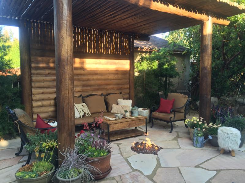 Backyard Patio and Gazebo with fire pit. 